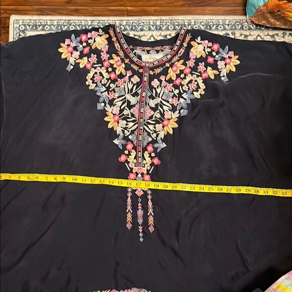 Johnny Was Alia Cupra Blue Multicolor Design Embroidered Poncho Boho Modern - Picture 14 of 16